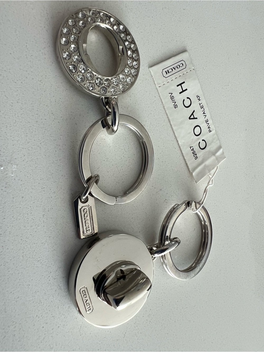 Coach Silver Keychain. Pave Valet KF. NWT - Picture 4 of 5